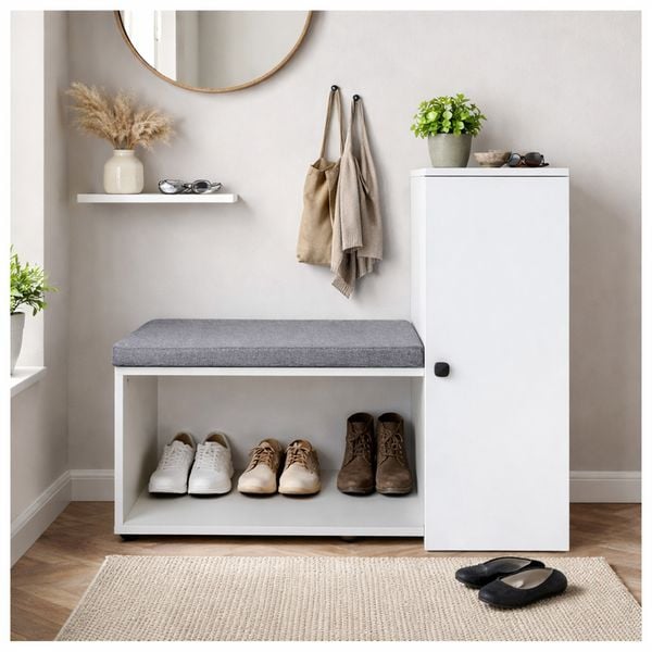 Produktbild: HTI-Living Schuhschrank mit Sitzbank Thekla Wei&szlig; Schuhschrank mit Sitzbank Thekla Wei&szlig;