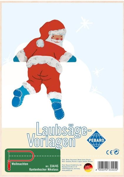 PEBARO 334/4S - Laubsägevorlage Kantenhocker Nikolaus, 1 Platte, Größe DIN A4
