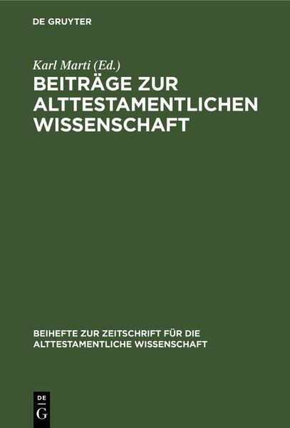 Produktbild: Beitr&auml;ge zur alttestamentlichen Wissenschaft