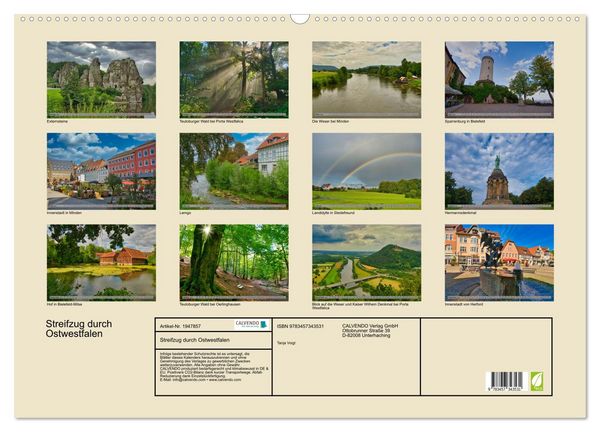 Produktbild: Streifzug durch Ostwestfalen (Wandkalender 2026 DIN A2 quer), CALVENDO Monatskalender