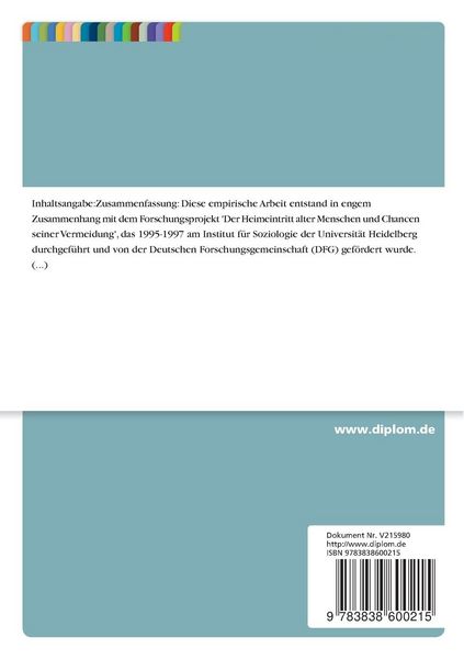 Produktbild: &Auml;ltere Bundesb&uuml;rger in Privathaushalten und in Einrichtungen der station&auml;ren Altenhilfe - Lebenssituation und Heimeintrittsgr&uuml;nde