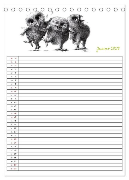Produktbild: Tieronisch Eulen (Tischkalender 2027 DIN A5 hoch), CALVENDO Monatskalender