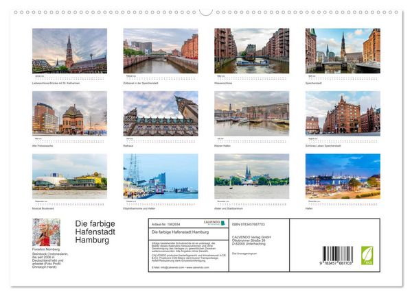 Produktbild: Die farbige Hafenstadt Hamburg (hochwertiger Premium Wandkalender 2026 DIN A2 quer), Kunstdruck in Hochglanz