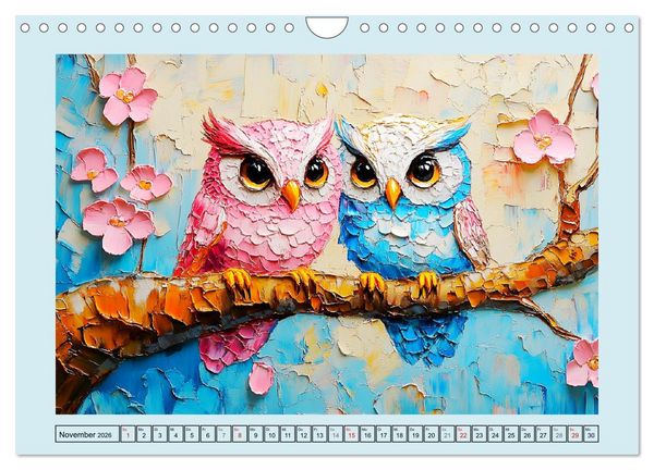 Produktbild: Eulen. Entz&uuml;ckende Paintings (Wandkalender 2026 DIN A4 quer), CALVENDO Monatskalender