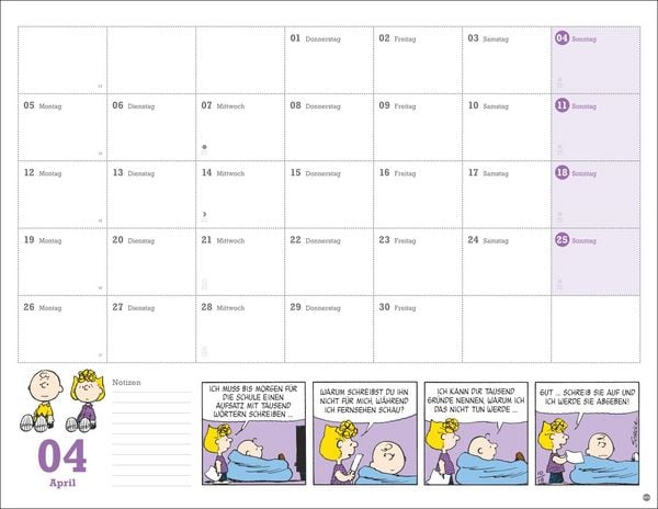 Produktbild: Peanuts Monatsplaner 2027