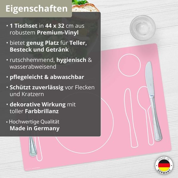 Produktbild: Tischsetmacher Tischset f&uuml;r Kinder Montessori Lerntischset in rosa, aus hochwertigem Vinyl , 44 x 32 cm