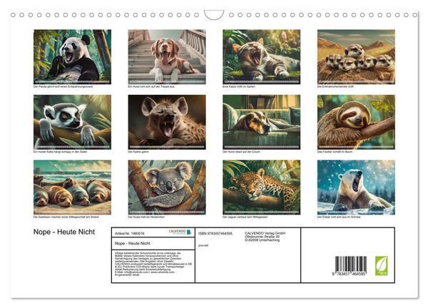Produktbild: Nope - Heute Nicht (Wandkalender 2026 DIN A3 quer), CALVENDO Monatskalender