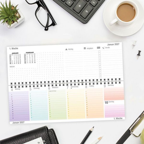 Produktbild: TR&Ouml;TSCH - Schreibtischquerkalender Timer Farben (eine Woche 2 Seiten) 2027