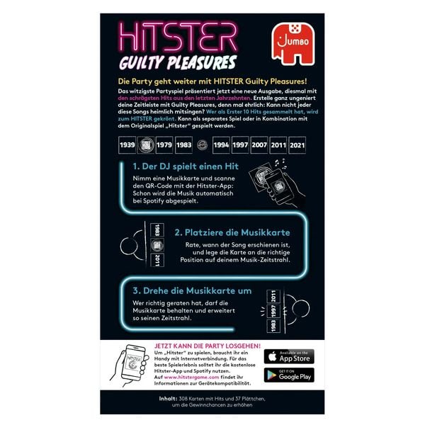 Jumbo 1110100378 - Hitster Guilty Pleasures, Musik-Quizspiel, Partyspiel