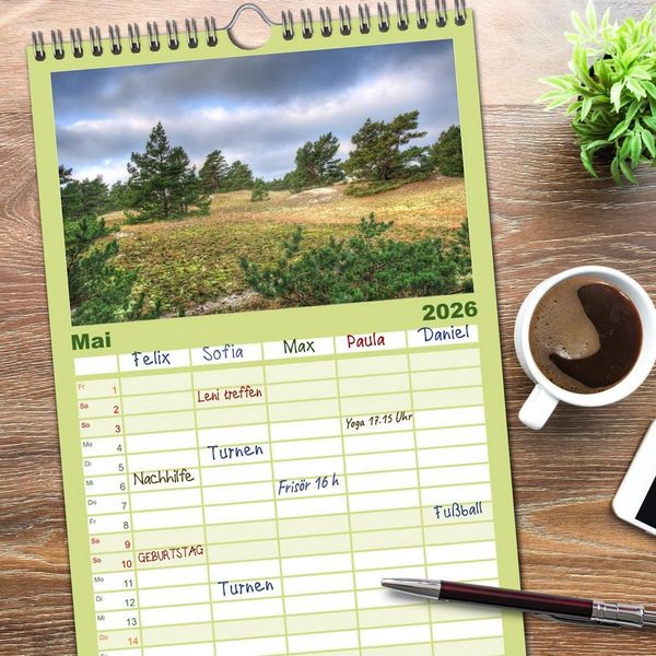 Produktbild: Familienplaner 2026 - Fischland Dar&szlig; Zingst &ndash; Die Halbinsel an der Ostsee mit 5 Spalten (Wandkalender, 21 x 45 cm) CALVENDO