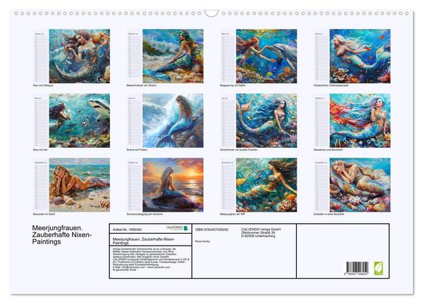 Produktbild: Meerjungfrauen. Zauberhafte Nixen-Paintings (Wandkalender 2026 DIN A2 quer), CALVENDO Monatskalender