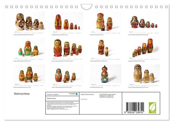 Produktbild: Matroschkas (Wandkalender 2026 DIN A4 quer), CALVENDO Monatskalender