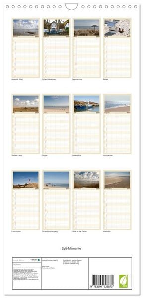 Produktbild: Familienplaner 2027 - Sylt-Momente mit 5 Spalten (Wandkalender, 21 x 45 cm) CALVENDO