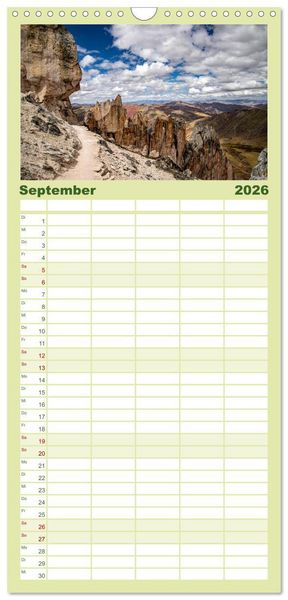 Produktbild: Familienplaner 2026 - Palccoyo - Der neue Rainbow Mountain in Peru mit 5 Spalten (Wandkalender, 21 x 45 cm) CALVENDO