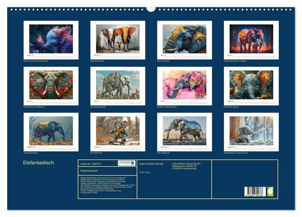 Produktbild: Elefantastisch (Wandkalender 2026 DIN A2 quer), CALVENDO Monatskalender