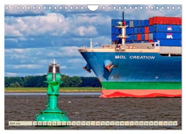 Produktbild: Containerschiffe auf der Elbe (Wandkalender 2026 DIN A4 quer), CALVENDO Monatskalender