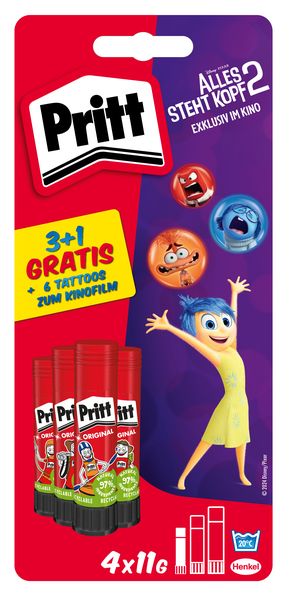 Pritt Kleben Pritt Klebestift Alles steht Kopf 2, 4x11g Klebestiften u. 6 Alles steht Kopf 2 Tattoos