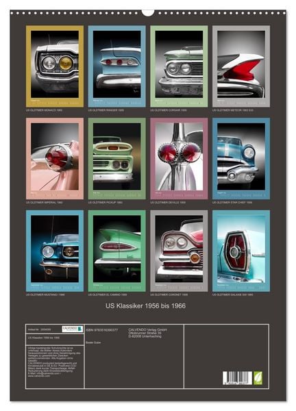 Produktbild: US Klassiker 1956 bis 1966 (Wandkalender 2026 DIN A2 hoch), CALVENDO Monatskalender