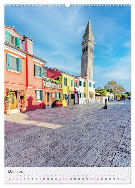 Produktbild: Venedig und Burano, Stadt am Wasser und Insel der bunten H&auml;user (hochwertiger Premium Wandkalender 2026 DIN A2 hoch), Kunstdruck in Hochglanz
