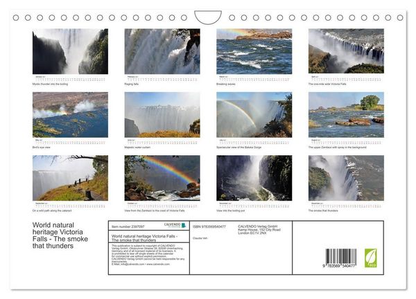 Produktbild: World natural heritage Victoria Falls - The smoke that thunders (Wall Calendar 2027 DIN A4 landscape), CALVENDO 12 Month Wall Calendar