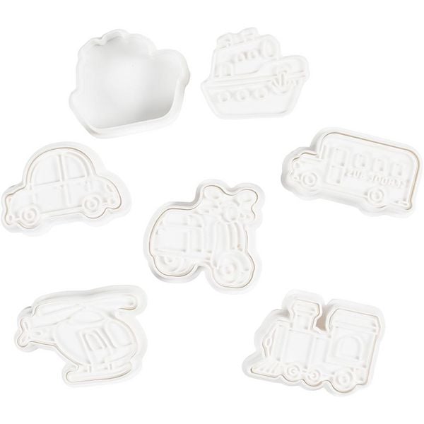 Produktbild: Creativ Company Ausstecher mit Stempelgriff, Transport, Gr&ouml;&szlig;e 3,5-5,5 cm, Wei&szlig;, 6 Stk