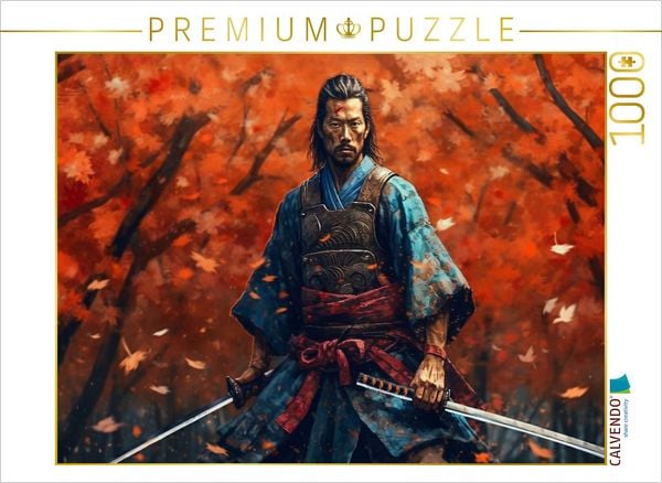 Produktbild: CALVENDO Puzzle Bereit zum Kampf - Samurai im Herbstwald | 1000 Teile Lege-Gr&ouml;&szlig;e 64x48cm Foto-Puzzle f&uuml;r gl&uuml;ckliche Stunden