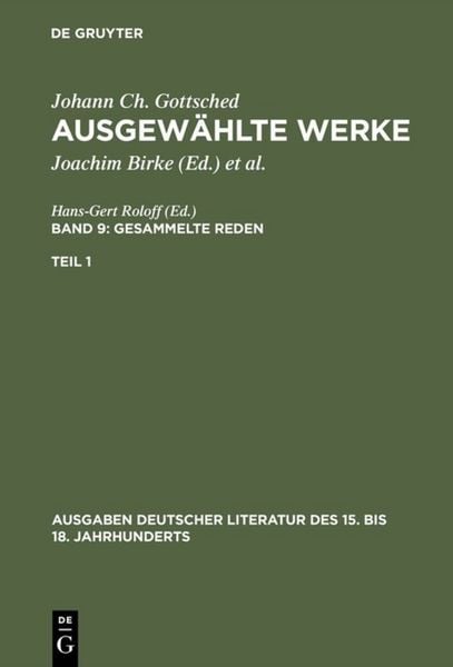 Produktbild: Gesammelte Reden. 1. Teil