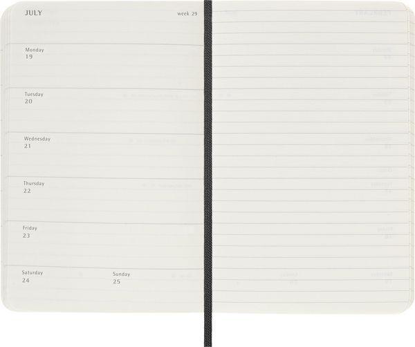 Produktbild: Moleskine 12 Monate Wochen Notizkalender 2027, Pocket/A6, 1 Wo = 1 Seite, rechts linierte Seite, Weicher Einband, Schwarz