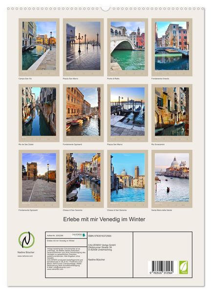 Produktbild: Erlebe mit mir Venedig im Winter (hochwertiger Premium Wandkalender 2026 DIN A2 hoch), Kunstdruck in Hochglanz