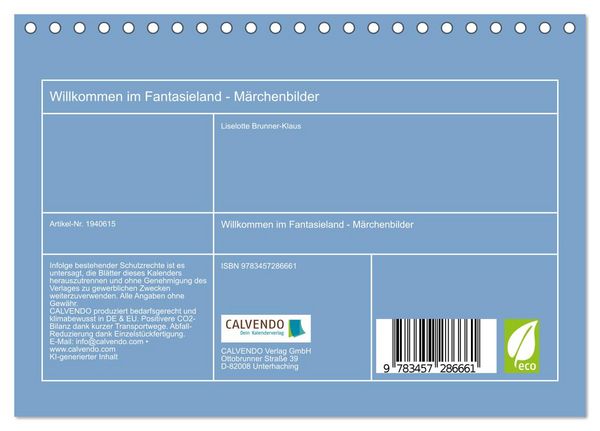 Produktbild: Willkommen im Fantasieland - M&auml;rchenbilder (Tischkalender 2026 DIN A5 quer), CALVENDO Monatskalender
