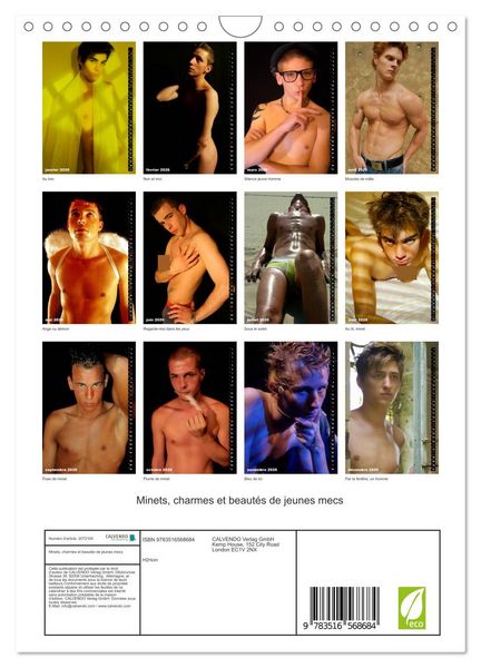Produktbild: Minets, charmes et beaut&eacute;s de jeunes mecs (Calendrier mural 2026 DIN A4 horizontal), CALVENDO calendrier mensuel