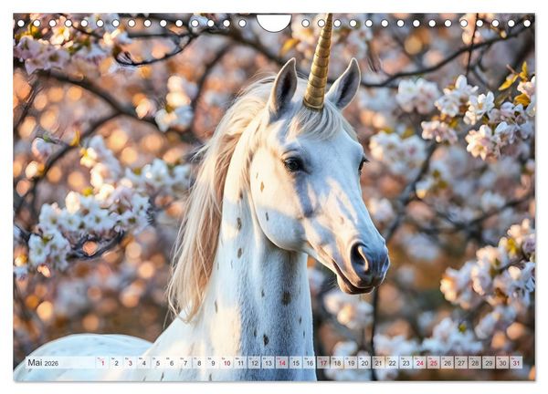 Produktbild: Einhorn Zauberwelt - Die m&auml;rchenhafte Welt der KI Einh&ouml;rner (Wandkalender 2026 DIN A4 quer), CALVENDO Monatskalender