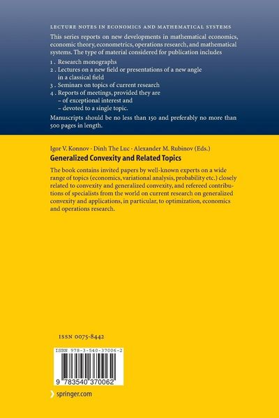 Produktbild: Generalized Convexity and Related Topics