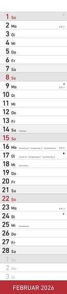Produktbild: Streifenplaner ROT 2026 - Streifenkalender - Wandplaner - Küchen-Kalender - 11,3x49,5