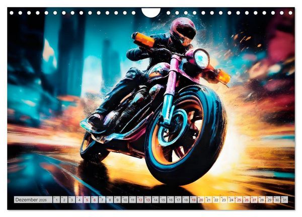 Produktbild: Coole KI-generierte MOTORR&Auml;DER (Wandkalender 2026 DIN A4 quer), CALVENDO Monatskalender