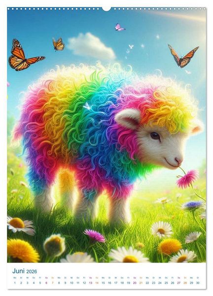Produktbild: Tiere im Farbenland - Meine bunte Welt, wie sie mir gef&auml;llt (hochwertiger Premium Wandkalender 2026 DIN A2 hoch), Kunstdruck in Hochglanz
