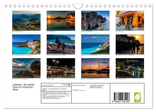 Produktbild: Lefkada - die wei&szlig;e Perle im Ionischen Meer (Wandkalender 2026 DIN A4 quer), CALVENDO Monatskalender