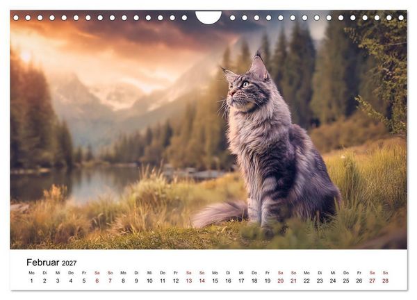 Produktbild: Eleganz in Pelz - ein Maine Coon - Kalender (Wandkalender 2027 DIN A4 quer), CALVENDO Monatskalender
