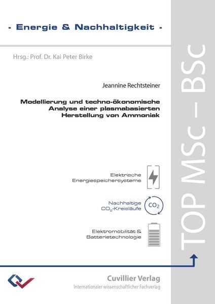 Produktbild: Modellierung und techno-&ouml;konomische Analyse einer plasmabasierten Herstellung von Ammoniak