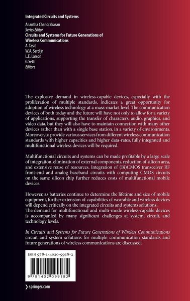 Produktbild: Circuits and Systems for Future Generations of Wireless Communications
