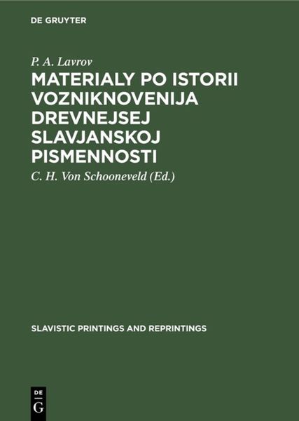 Produktbild: Materialy po istorii vozniknovenija drevnejsej slavjanskoj pismennosti