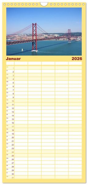 Produktbild: Familienplaner 2026 - Portugal mit 5 Spalten (Wandkalender, 21 x 45 cm) CALVENDO