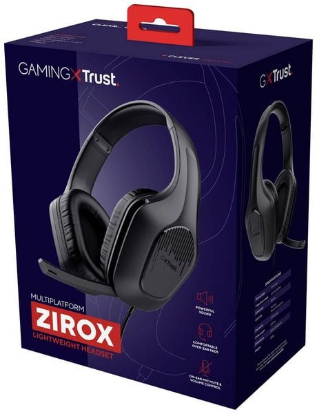 Produktbild: Trust GXT415 ZIROX Gaming Over Ear Headset kabelgebunden Stereo Schwarz