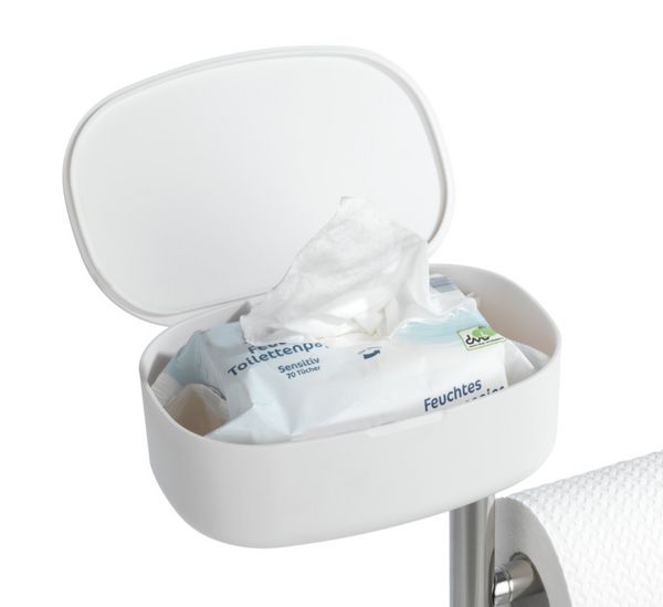 Produktbild: Stand WC-Garnitur mit Box Mod. Rivazza Wei&szlig;, integrierter Toilettenpapierhalter, Ersatzrollenhalter