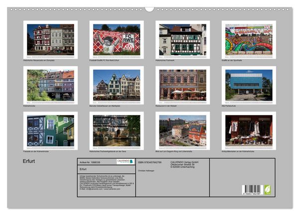 Produktbild: Erfurt (Wandkalender 2026 DIN A2 quer), CALVENDO Monatskalender