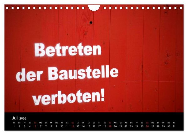 Produktbild: Baustellen (Wandkalender 2026 DIN A4 quer), CALVENDO Monatskalender