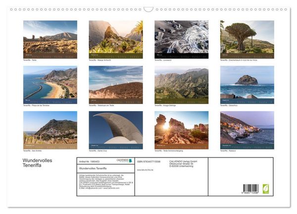 Produktbild: Wundervolles Teneriffa (Wandkalender 2026 DIN A2 quer), CALVENDO Monatskalender
