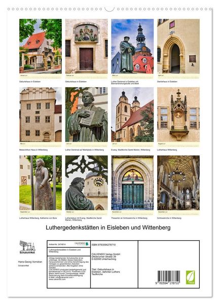 Produktbild: Luthergedenkst&auml;tten in Eisleben und Wittenberg (hochwertiger Premium Wandkalender 2027 DIN A2 hoch), Kunstdruck in Hochglanz