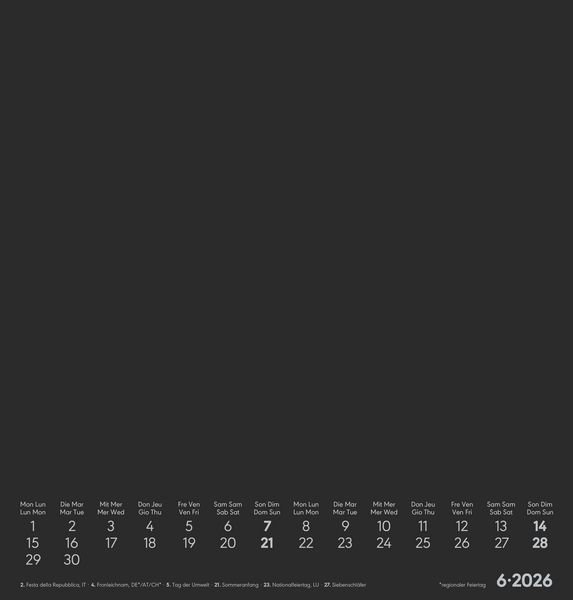 Produktbild: Kreativ-Kalender schwarz 2026 - 21x22 cm - Foto, Malen, Basteln - datiert - Kreativkalender - Foto-Kalender - Alpha Edition