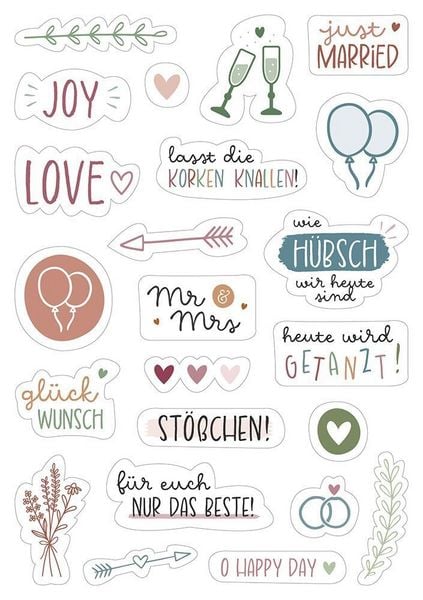 Produktbild: Brunnen Sticker-Set Hochzeit